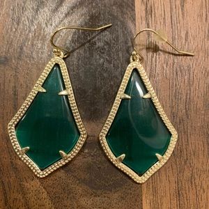 Alex Gold Drop Earring in Emerald Cats Eye
